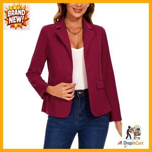 Classic Notch Lapel Blazer Slim Fit Two Button Business Casual Jacket